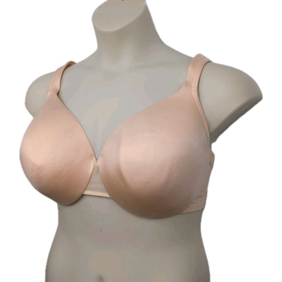 Cacique 44D Satin Full Coverage Bra Smooth Underwire Sugar Beige - Picture 5 of 10